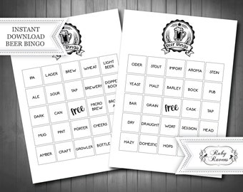 Beer Bingo, Beer Tasting Party, Beer Tasting Game, Beer Bingo, Beerfest, Printable Party Game, Bingo, Beer Party game
