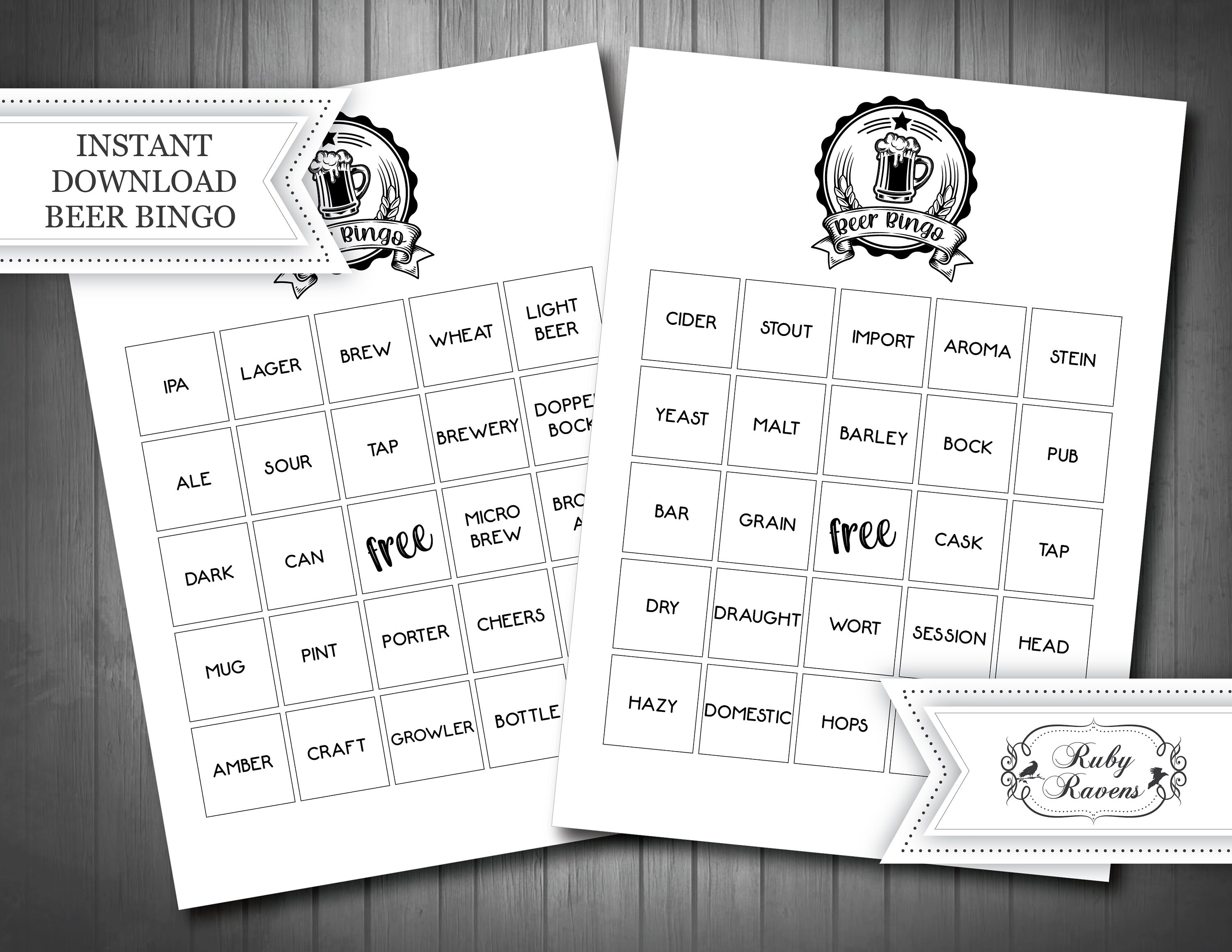 Beer Bingo Beer Tasting Party Beer Tasting Game Beer Bingo Etsy