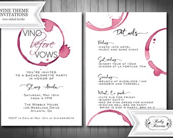 Vino before vows, Wine Invitation, Wine Tasting Party, Lets get tipsy invite, raise a glass, Sip sip hooray, bachelorette itinerary