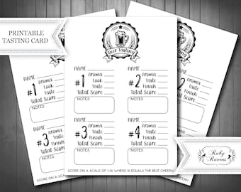 INSTANT DOWNLOAD -Beer Tasting Score Card, Beer flight, Beer Tasting Kit, Blind Beer Tasting Card, Beer Rating Card