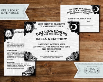 Printable Ouija Board Invitation, Spirit Board Wedding Invite, Halloween Party Invite, Gothic invite, save the date, till death do us part