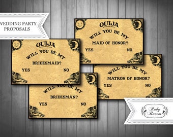 INSTANT DOWNLOAD Printable Ouija Board Bridesmaid Proposal Invite, Will you be my bridesmaid invite card, gothic bridesmaid proposal card