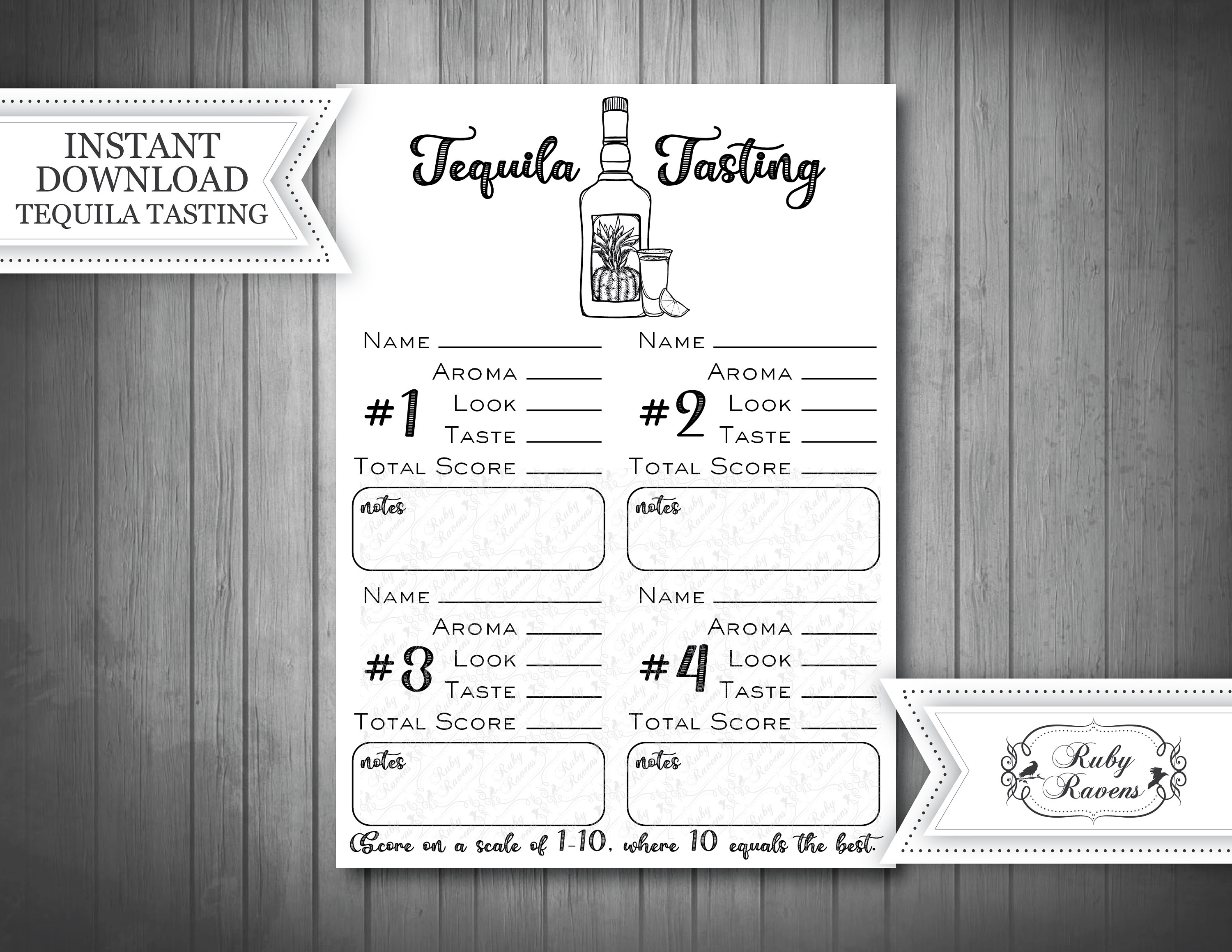 INSTANT DOWNLOAD Tequila Tasting Score Card Tequila flight | Etsy