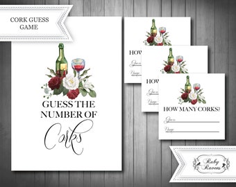 Wine Theme Cork Guessing Game, Wine Party, Wine Bachelorette, Bridal Shower Game, Guess How Many Corks, wine game, girls night out game