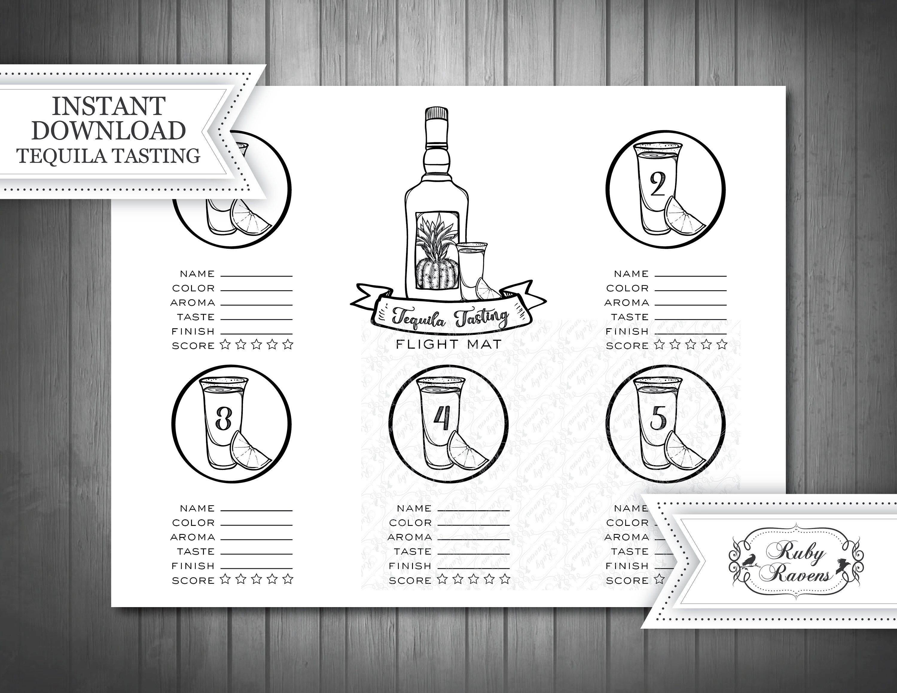 Paper & Party Supplies Stationery Instant Download Tequila Tasting and