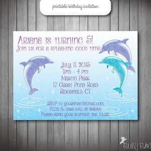 Dolphin Invitation, Pool party invitation, Swim party invitation, beach birthday invitation, splash pad, dolphin invite
