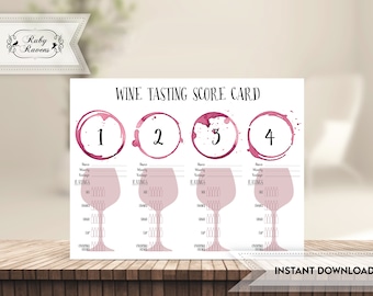 Wine Tasting Placemat, Wine Score Card, Wine notes, Wine flight, Wine Tasting Kit, happy hour, Wine Rating Card, tasting mat, blind tasting