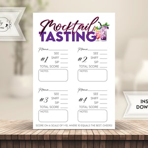 Scorekaart mocktail, mocktail-sample, proefnotities mocktail, beoordelingskaart mocktail, brunch, alcoholvrij happy hour