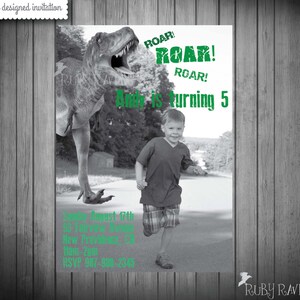 Dinosaur Running Invitation, Jurassic invitation, Dinosaur photo invite, Dinosaur party invite, jurassic world invitation