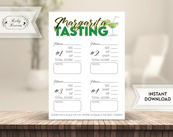 Margarita Tasting Score Card, Margarita sample, Margarita tasting tasting notes, Margarita Rating Card,  Cinco De Mayo, Taco tasting