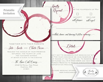 Wine Theme Wedding Invitation, Vineyard Wedding Invite, Wine Stain Wedding Invitation, Wine Invitation, Winery Wedding Suite