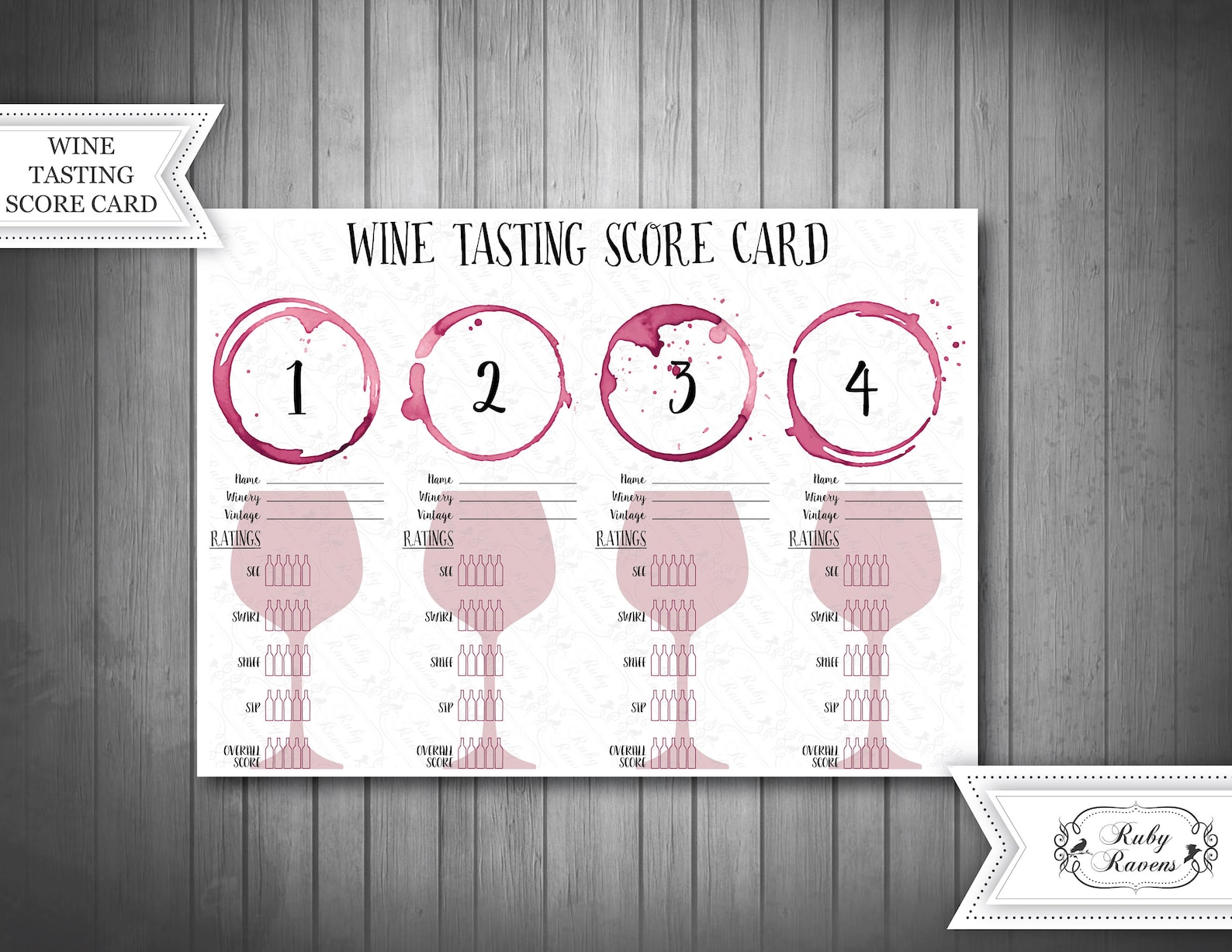 Wine Tasting Placemat Wine Score Card Wine Party Wine - Etsy