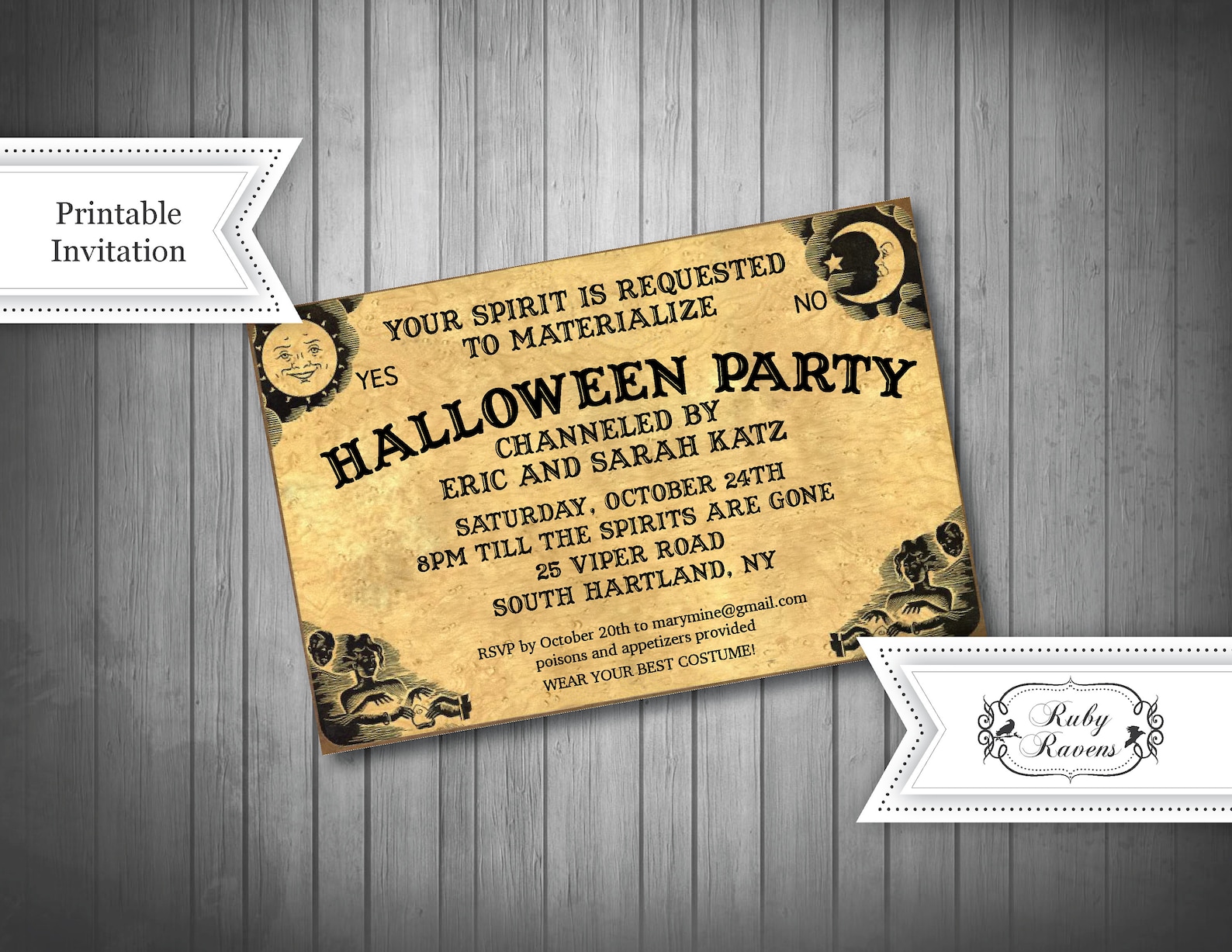 Printable Ouija Board Invitation Wedding Invite RSVP Halloween Etsy
