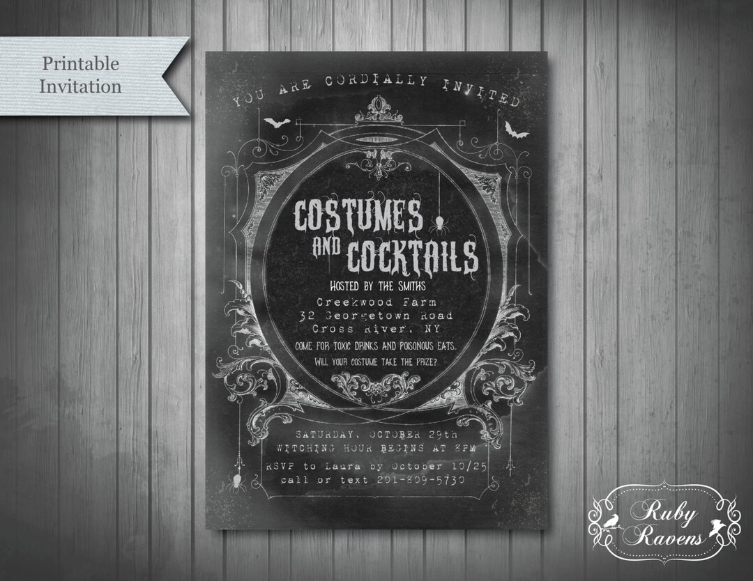 Printable Invitation Spooky Halloween Party Invite Birthday Cocktail ...