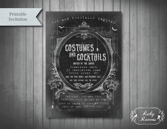 Printable Invitation Spooky Halloween Party Invite Birthday cocktail party invitation halloween party invite gothic haunted mansion party