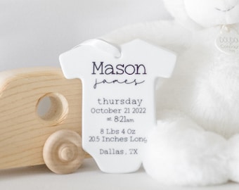 Personalized Baby Birth Stats Ornament | Baby's First Christmas | Baby Shower | Baby Bodysuit Ornament | Newborn Birth Announcement Keepsake