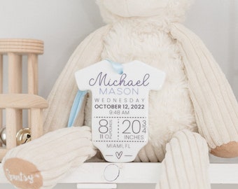 Personalized Baby Birth Stats Ornament | Baby's First Christmas | Baby Shower | Baby Bodysuit Ornament | Newborn Birth Announcement Keepsake