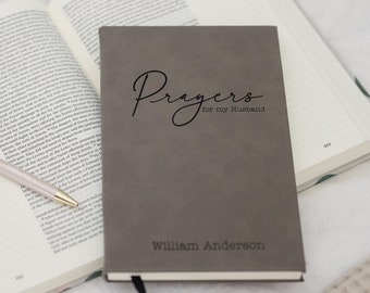 Prayer Journal | Prayers for My Husband | Gift for Engaged Couple, Bride | Personalized Hardcover Leatherette Engraved Blank Lined Journal