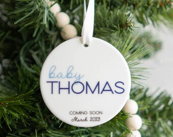 Pregnancy Announcement Christmas Ornament | Baby Last Name and Due Date | Baby On the Way Coming Soon | Expecting Parents Grandparents