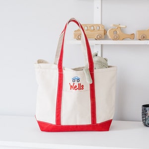 Personalized Canvas Boat Bag: Embroidered Tote Bag for Daycare, Mother&#39;s Day Out, School