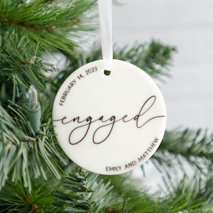 Engagement Christmas Ornament | Personalized Couples Proposal Gift | Our First Christmas Engaged Ornament | Couples Engagement Party Gift