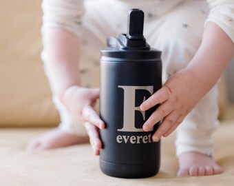 Kids Waterbottle Laser Engraved | Flip Top Sport Bottle for Toddler, Child, Children
