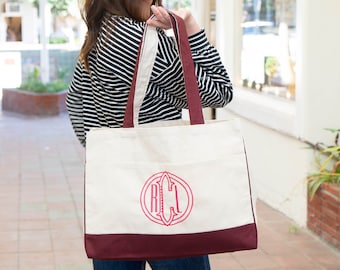Monogrammed Canvas Pocket Tote