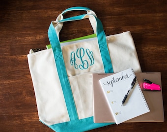 Monogrammed Comfort Colors Canvas Boat Bag  | Personalized Tote | Beach Tote | Pool Tote | Bridesmaid Gift | Gift for Teacher