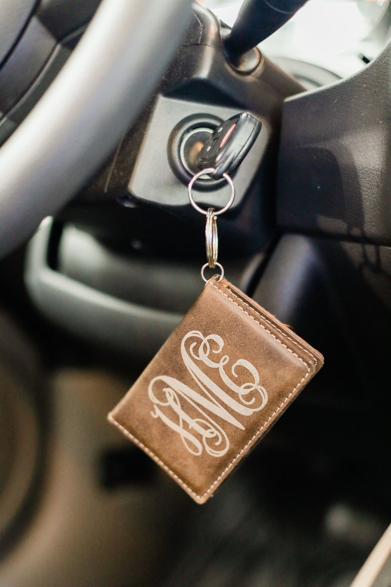Laser Engraved Wallet ID Key Chain Key Fob Monogrammed Etsy