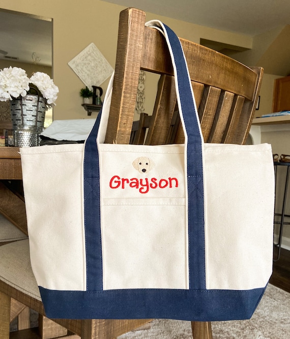 Personalized Boat Bag | Canvas Tote Bag | School Tote Bag | Embroidered Boat Bag | Beach Tote | Name Tote Bag