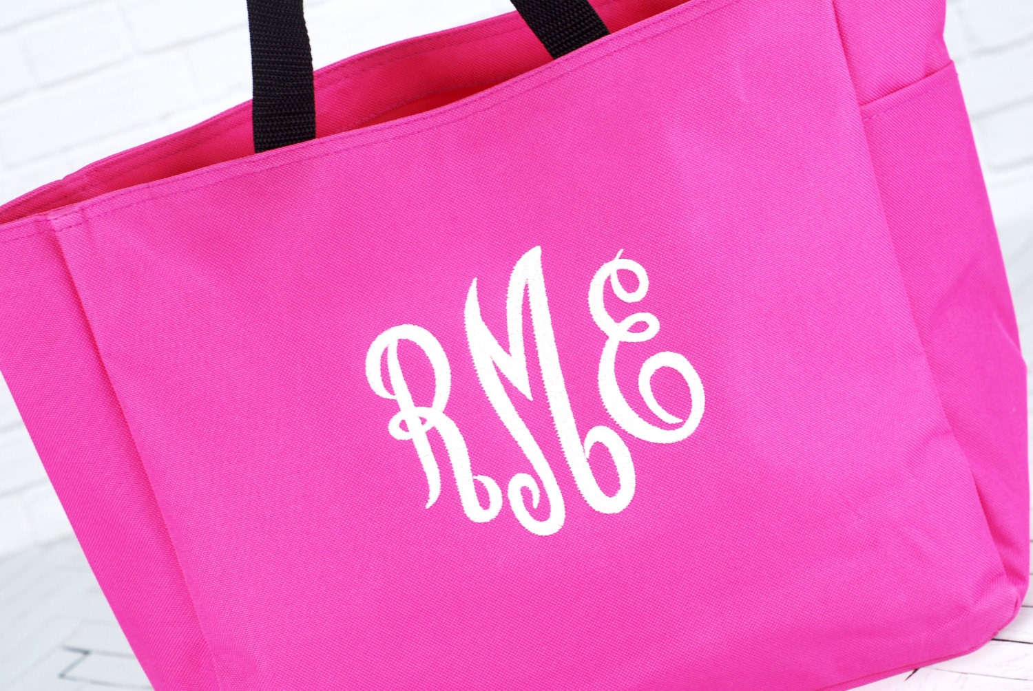 Monogrammed Everyday Open Tote Bag Pink Bridesmaid Tote Etsy