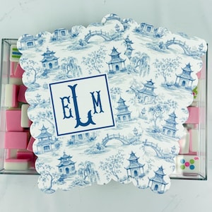 Mahjong Tile Shuffler Set with Scallop Edge • Personalized with Monogram, Name or Logo • Mahjongg Hostess Gift • Mahj Table Decor