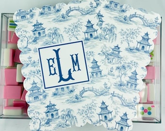 Mahjong Tile Shuffler Set with Scallop Edge • Personalized with Monogram, Name or Logo • Mahjongg Hostess Gift • Mahj Table Decor