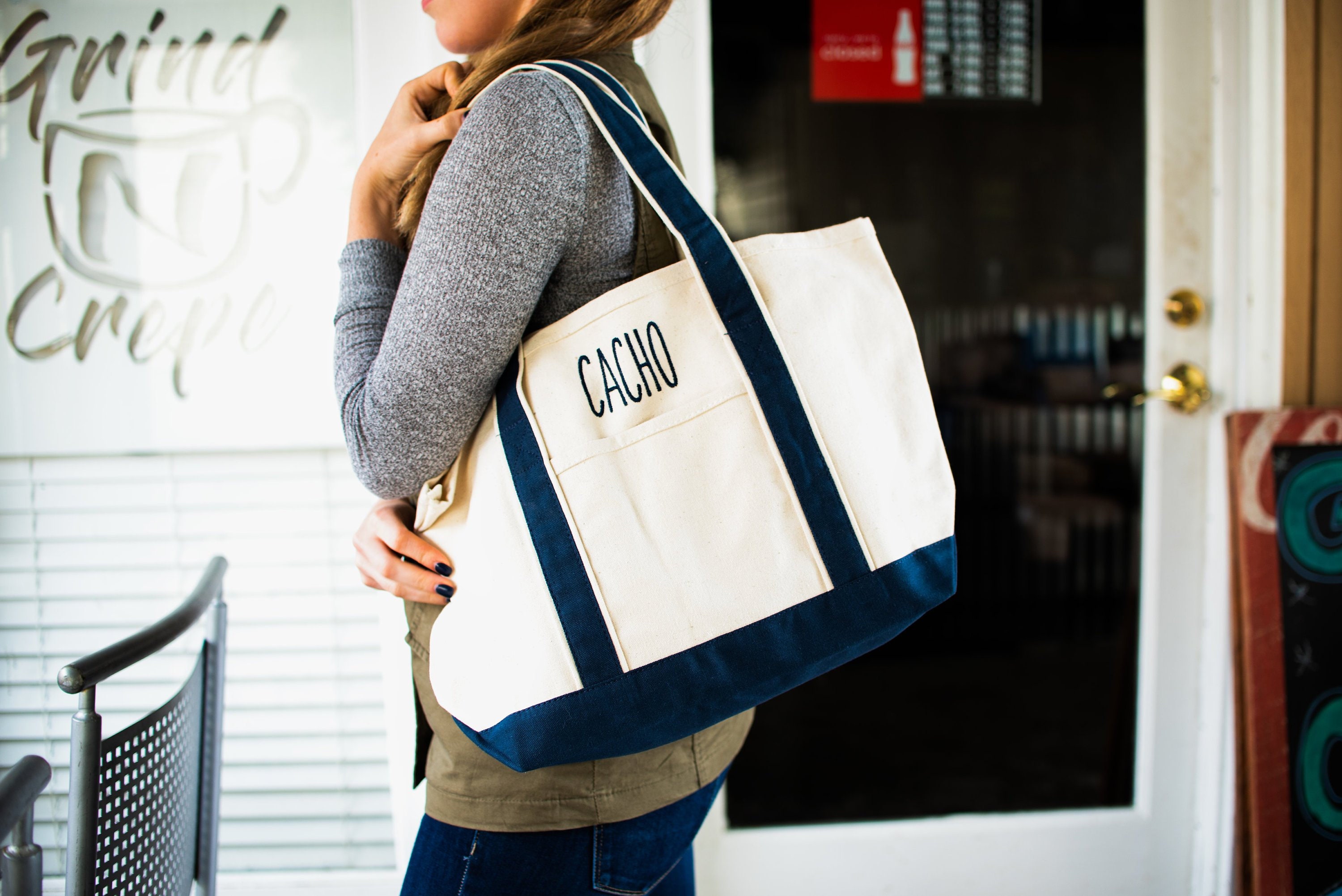 lands end monogram tote