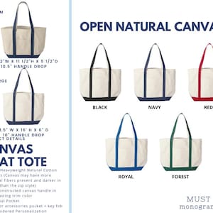 Personalized Canvas Boat Bag: Embroidered Tote Bag for Daycare, Mother's Day Out, School image 5