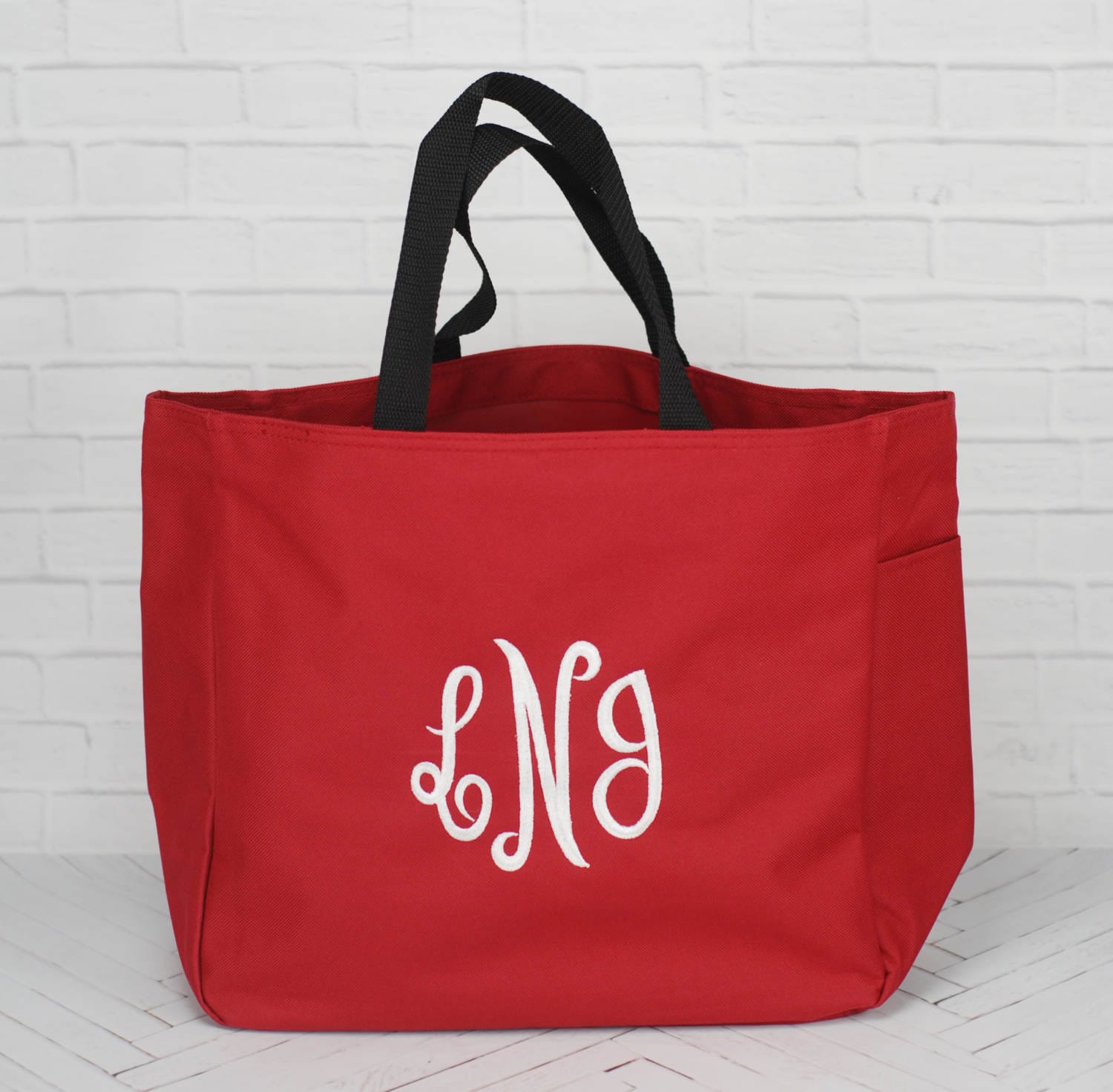 Monogrammed Everyday Zip Tote Bag Red Bridesmaid Tote Bag Etsy