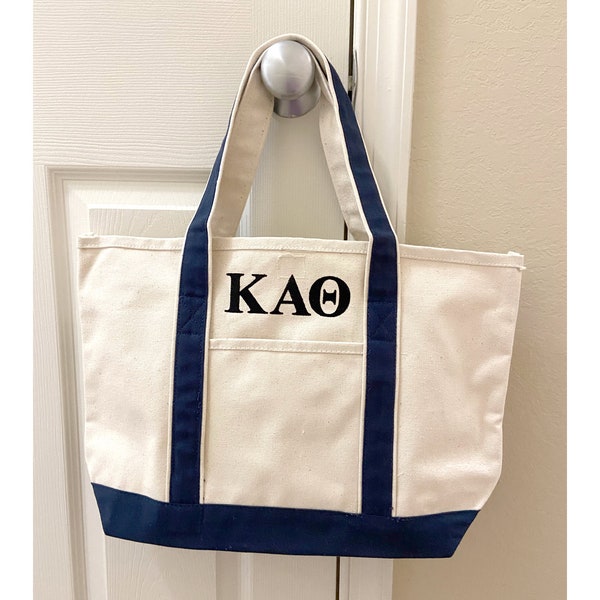 Kappa Alpha Theta Sorority Tote | Greek Boat Tote Bag | School Tote Bag | Embroidered Tote Bag | Beach Boat Tote