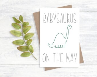 Babysaurus On The Way Card | Baby Shower Card | Funny Baby Card | Baby Card