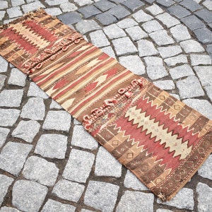 Fabulous Antique Caucasian Kilim Saddlebag 1&#39;2&#39;&#39; x 4&#39;0&#39;&#39; ft. Awesome Caucasian Collector&#39;s Piece Verneh Kilim Saddlebag Rug,