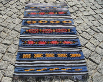 Free shipping Vintage Turkish Kilim Rug, 27'' x 45'' Embroidered Weave Cicim Kilim Rug, Nomadic Kilim Rug,
