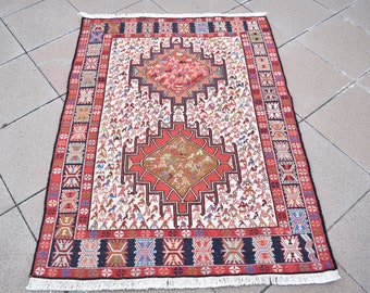 トルコ⭐︎ヴィンテージラグ3枚セット⭐︎ビンテージキリム絨毯アナトリア ヴィンテージ トルコ キリム ラグ、33 インチ x 48 インチ アナトリア