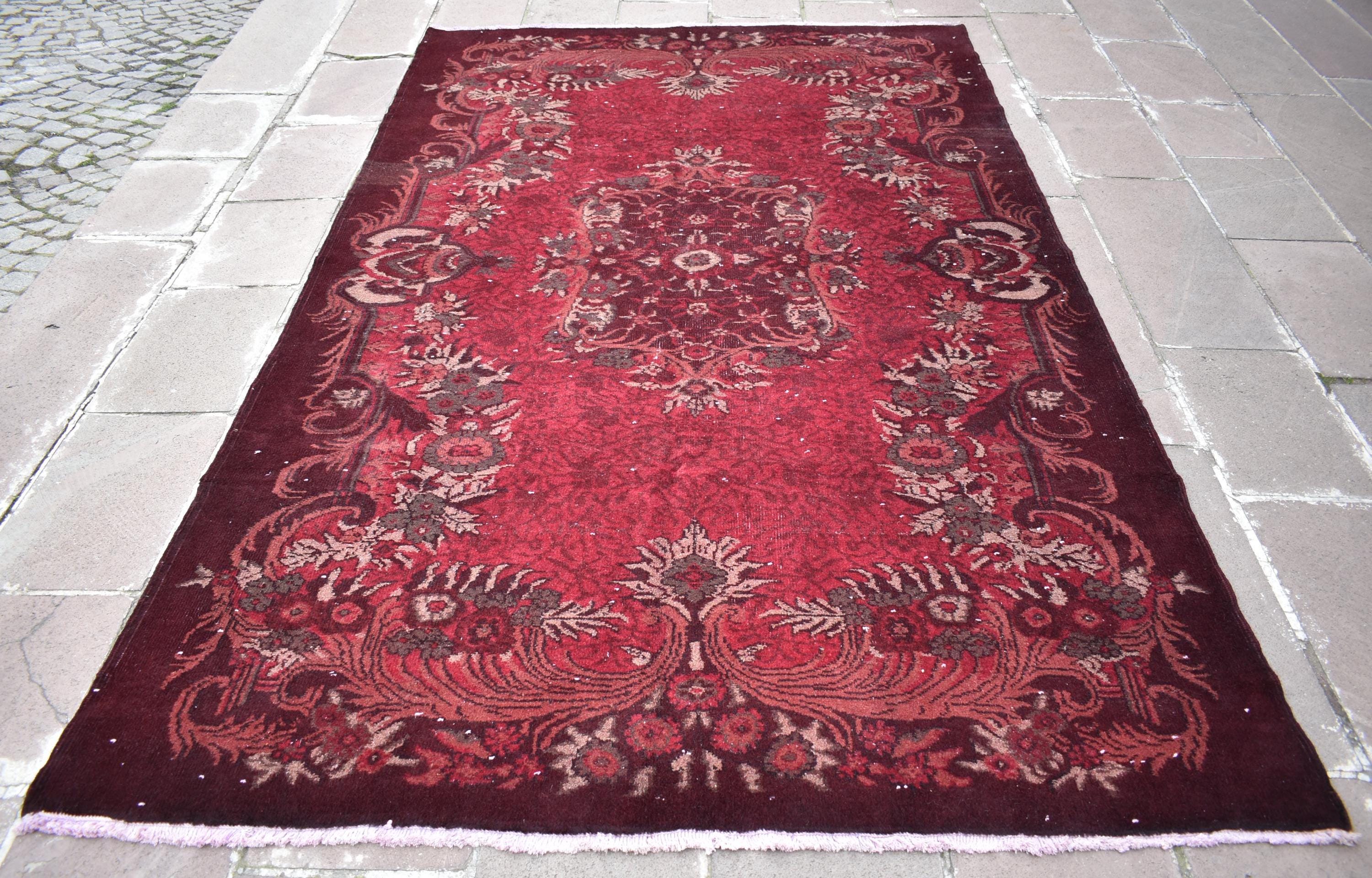 Vintage Turkish Rug, 69'' X 109'' Anatolian Over Dyed Rug