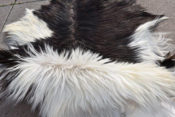 アンゴラ ヤギ革 ラグ 1'9'' x 2'7''ft レザー アンゴラ ヤギ革 ファー