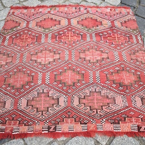 Fabulous Antique Reyhanli Cicim Kilim, 2&#39;6&#39;&#39; x 2&#39;6&#39;&#39; ft, Anatolian Collector Item Cicim Kilim Rug, Embroidered Woven Cicim Kilim Rug,