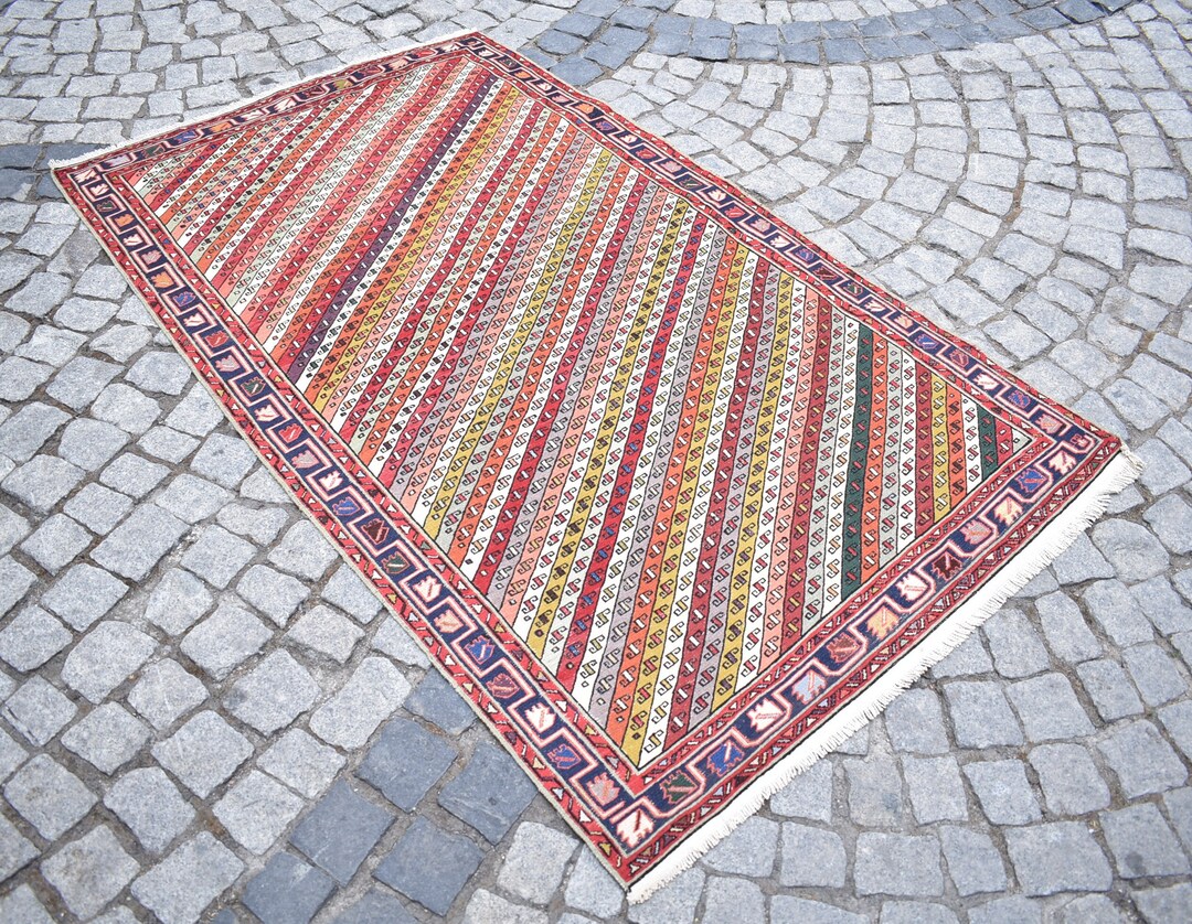 Caucasian Shahsavan Sumac Kilim Rug, Wool Cotton Silk, 3'9 X 6'3 Ft - Etsy