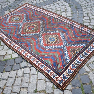 Fabulous Antique Kazak Rug, 51&#39;&#39; x 88&#39;&#39; Collector ltem Azerbaijan Kazak Rug, With Great Colors Kazak Rug, Natural Colors Kazak Rug,
