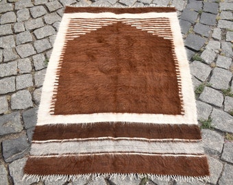 Turkish Goat Hair Rug, 2'5'' x 3'5'' ft, Vintage East Anatolian Oriental Kilim NO DYE, Home Decor Rug, Organic Goat Hair Area Rug,