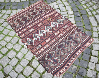 9x15 テラコッタ ヴィンテージ アフガン キリム ラグ、1940年代