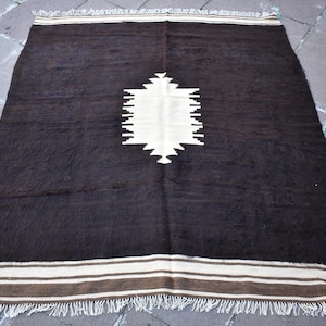 Vintage Angora Mohair Teppich, 57 '' x 65 '' Anatolischer Orientalischer Mohair Teppich KEIN FARBSTOFF, Wohnkultur Mohair Teppich, 145 x 165 cm