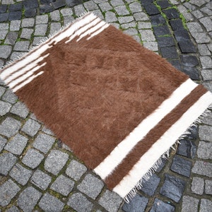Real Angora Mohair Kilim, 2&#39;7 x 3&#39;6 ft, Vintage Anatolian Goat Hair Kilim NO DYE, Terrific Home Decor Mohair Kilim, Organic Mohair Kilim,